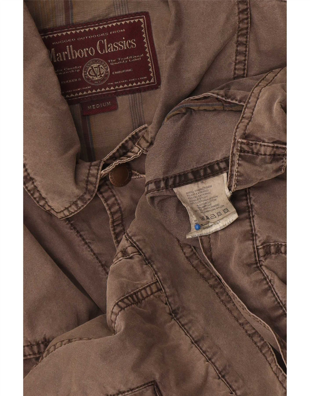 Giubbotto bomber da uomo Marlboro Classics UK 38 Cotone marrone medio