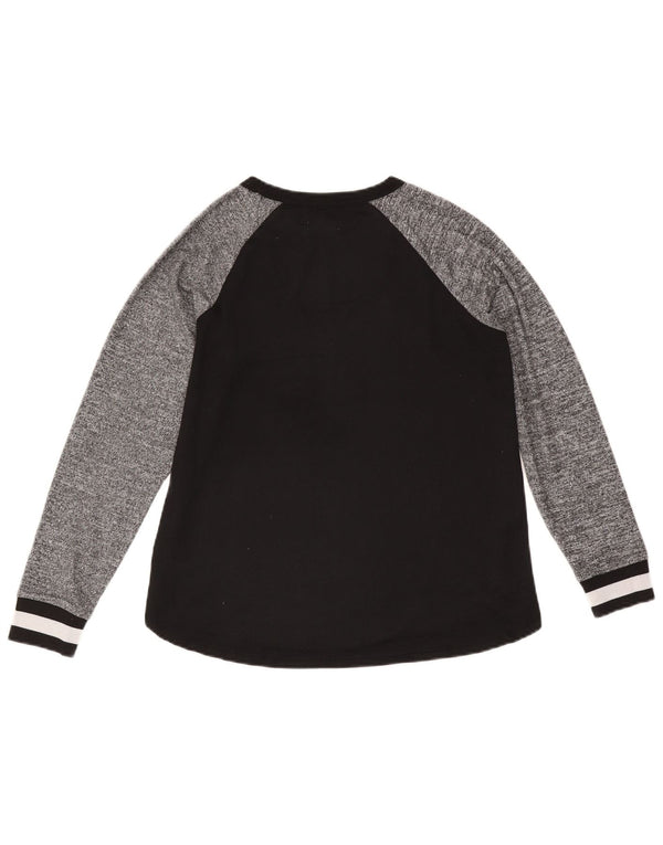 Dkny Top grafico da donna a maniche lunghe UK 10 Small Nero Colourblock Poliestere