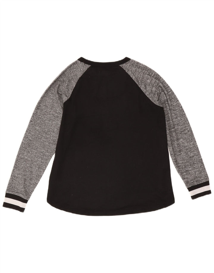 Dkny Top grafico da donna a maniche lunghe UK 10 Small Nero Colourblock Poliestere