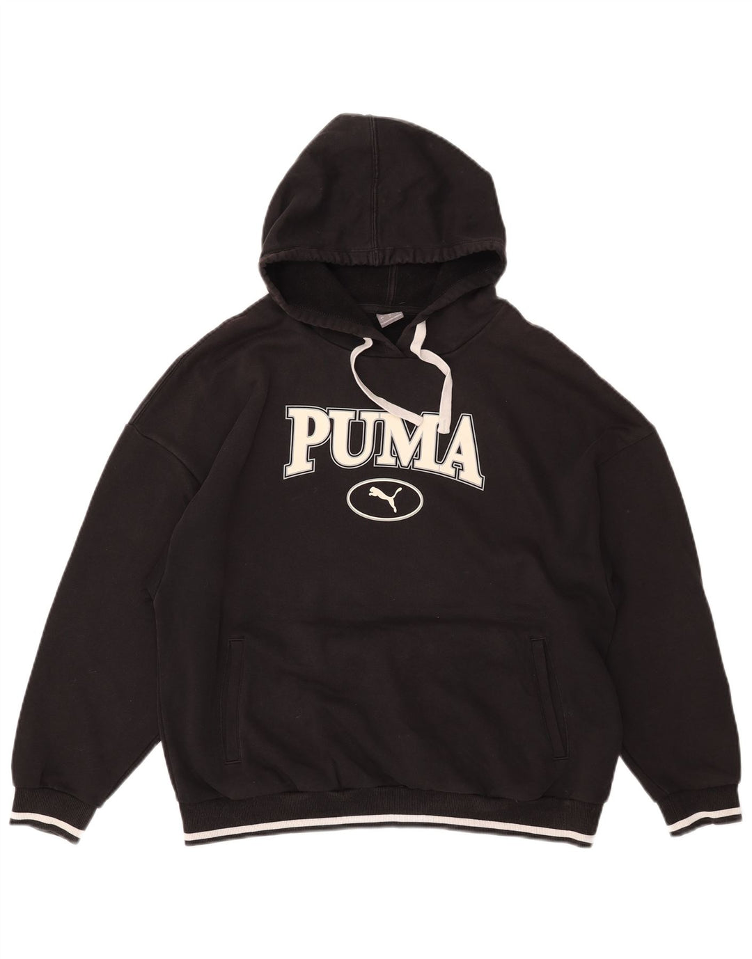 Felpa con cappuccio grafica PUMA da donna UK 16 grande cotone nero