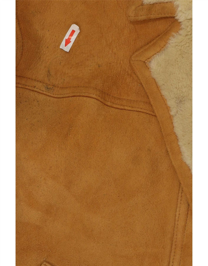 Giubbotto shearling vintage da uomo IT 54 2XL in pelle marrone