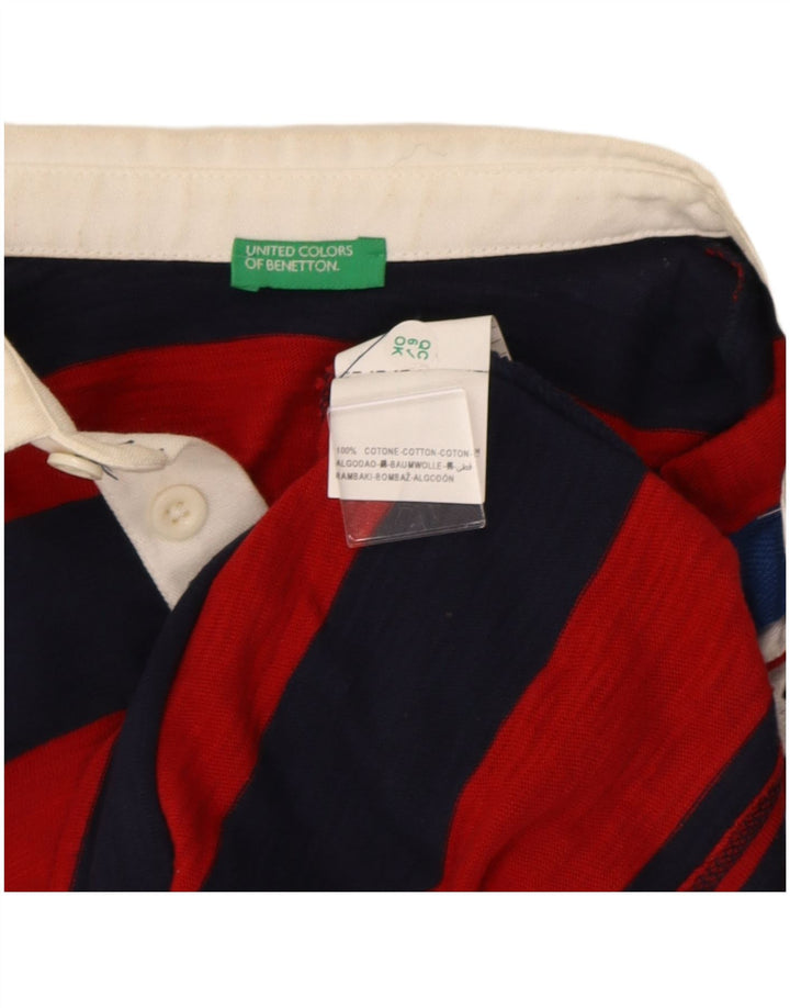 Polo Benetton da bambino a maniche lunghe Regular 7-8 anni a righe rosse medie