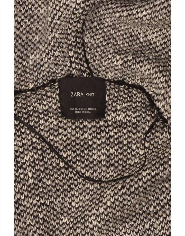 Maglione cardigan aperto con cappuccio lungo da donna Zara UK 14 medio nero