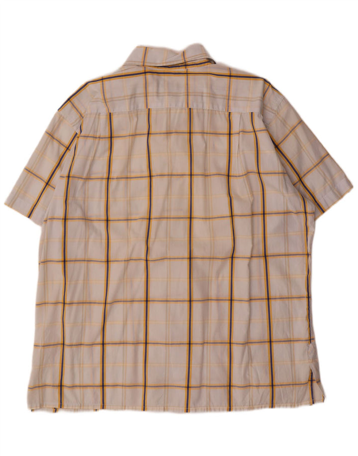 Camicia a maniche corte da uomo Lacoste taglia 46 2XL cotone a quadri bianco