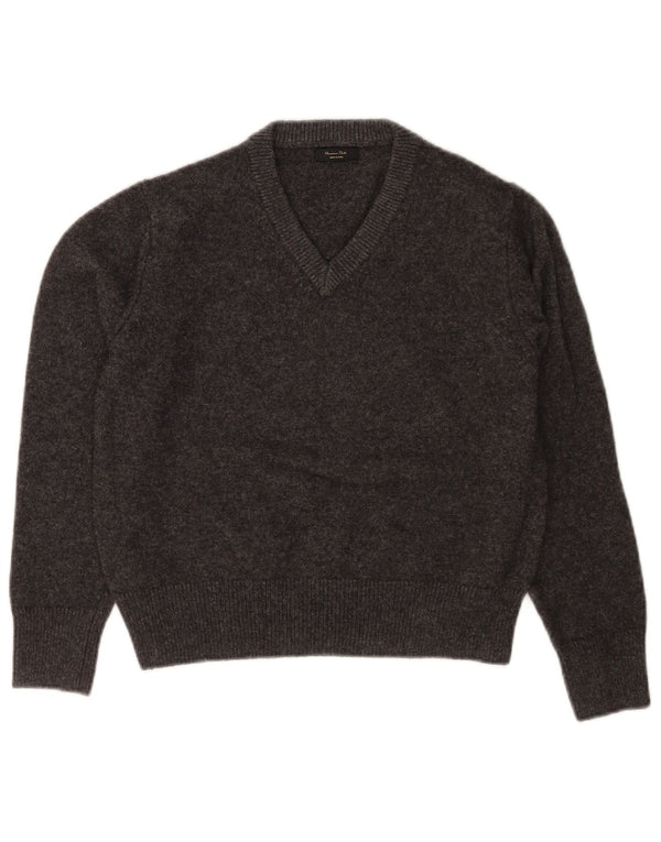 Maglione da donna con scollo a V vestibilità regolare Massimo Dutti UK 10 piccolo grigio