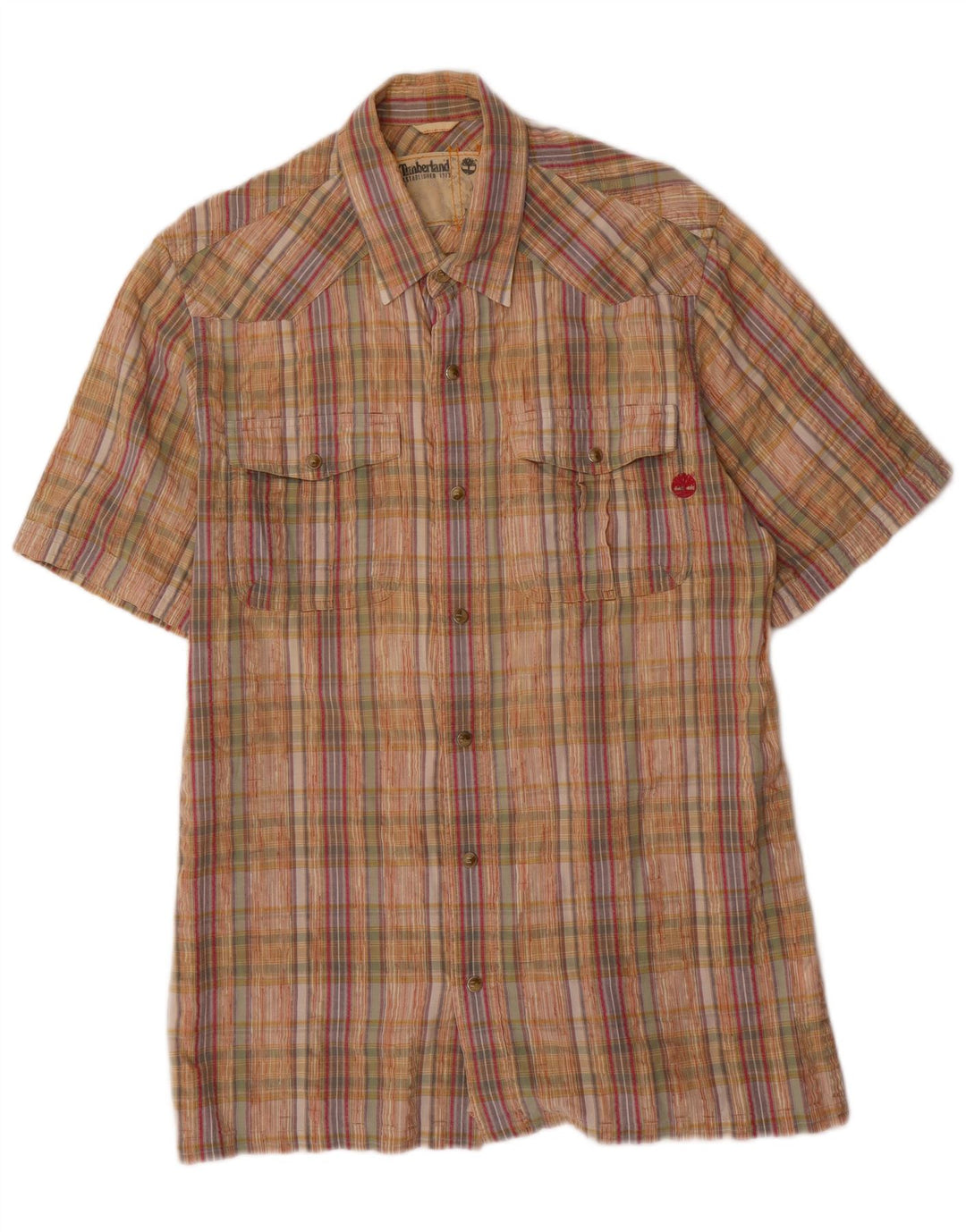TIMBERLAND Camicia a maniche corte da uomo in cotone a quadri multicolore medio