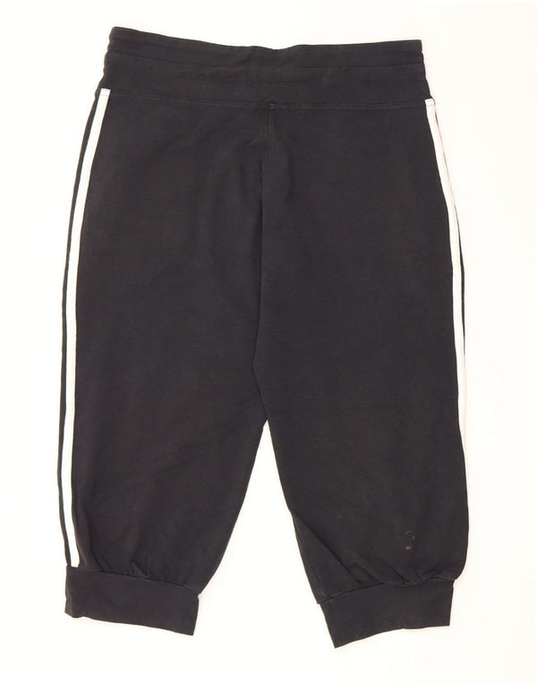 Adidas Womens Capri Tracksuit Trousers Joggers UK 14 Large Black Cotton