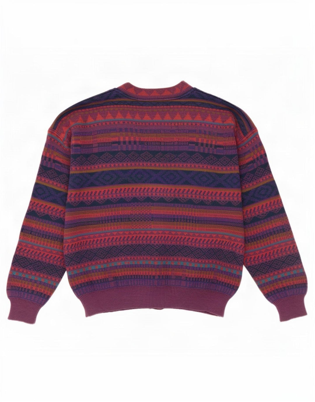 Maglione cardigan vintage da uomo IT 50 medio multicolore geometrico