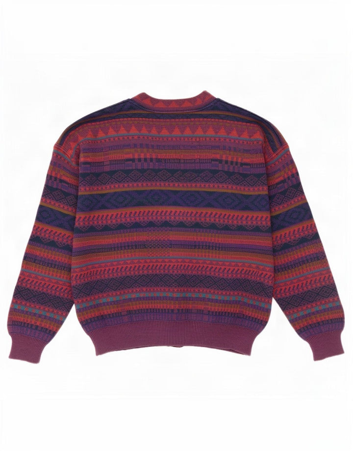 Maglione cardigan vintage da uomo IT 50 medio multicolore geometrico