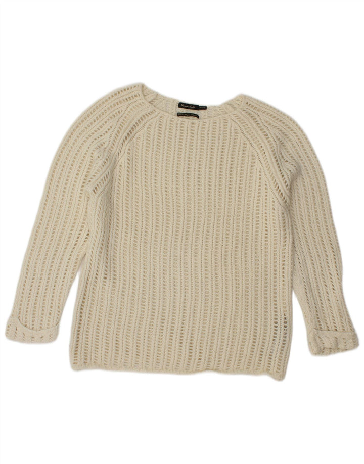 Massimo Dutti Maglione da donna con scollo a barca Maglione UK 16 Large Beige Lana