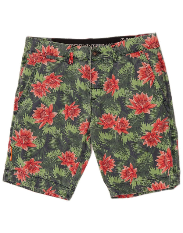 Pantaloncini chino da uomo Superdry medi W32 in cotone floreale verde