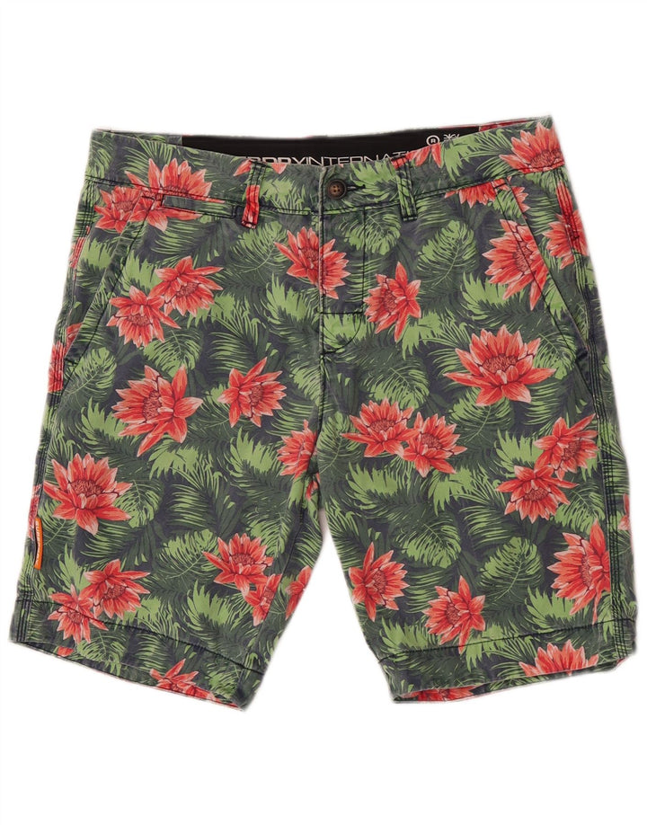 Pantaloncini chino da uomo Superdry medi W32 in cotone floreale verde