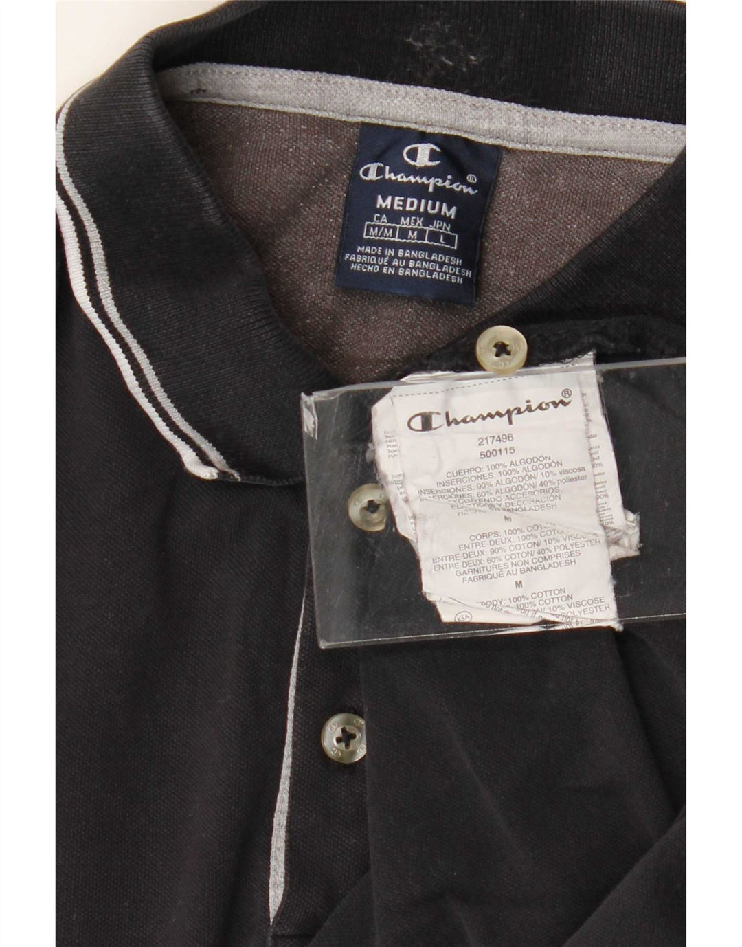Polo da uomo Champion in cotone a righe medie blu navy