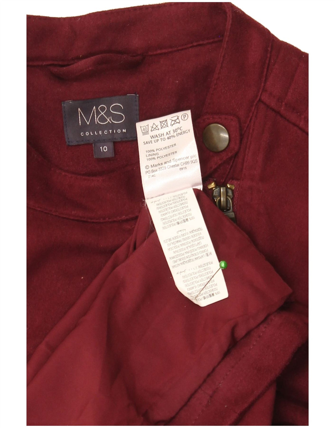 Giacca da motociclista da donna Marks & Spencer UK 10 Piccolo motociclista in poliestere bordeaux