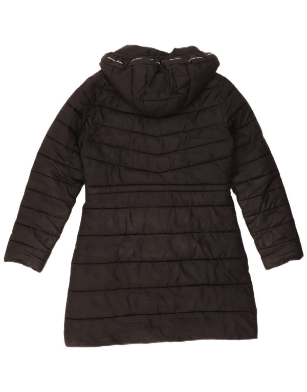 Cappotto imbottito con cappuccio da donna Calvin Klein UK 14 medio poliestere nero