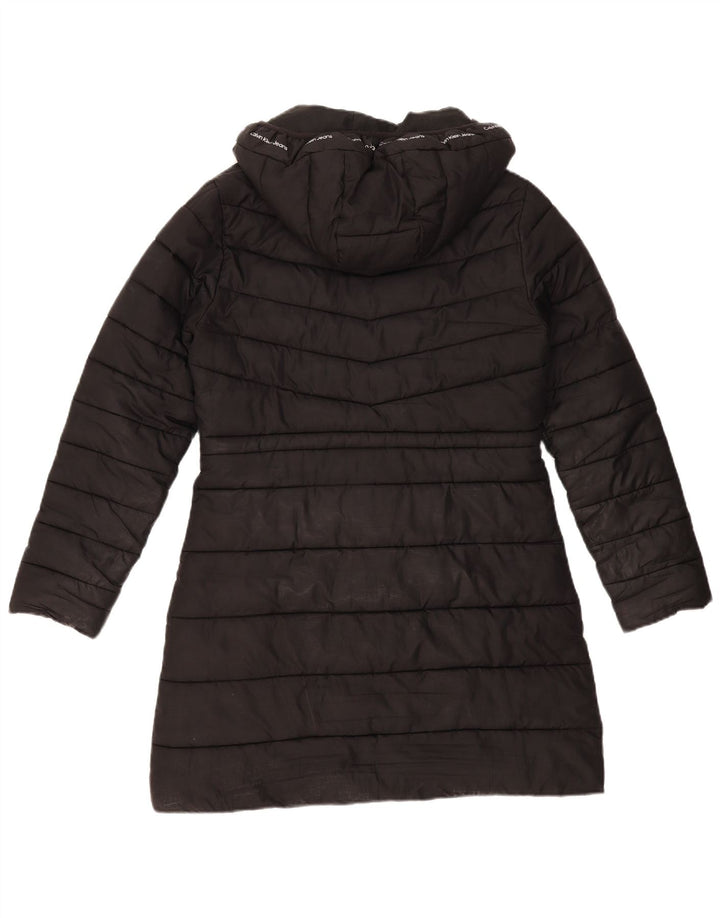 Cappotto imbottito con cappuccio da donna Calvin Klein UK 14 medio poliestere nero