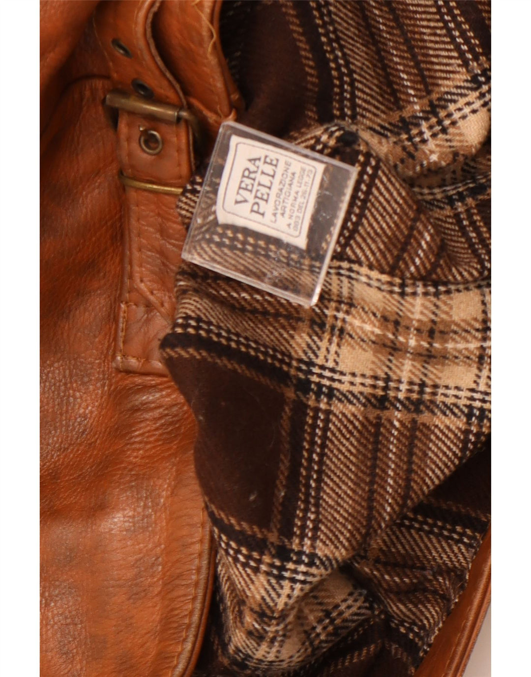 Giacca in pelle vintage da donna UK 18 XL Pelle screziata marrone