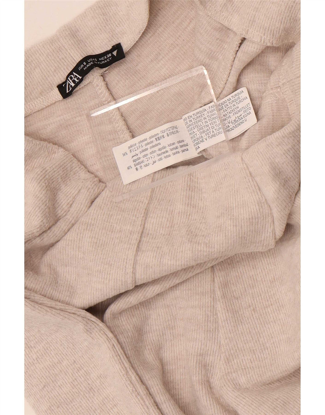 Pantaloni Zara da donna a gamba larga lavorati a maglia piccoli W28 L30 poliestere grigio
