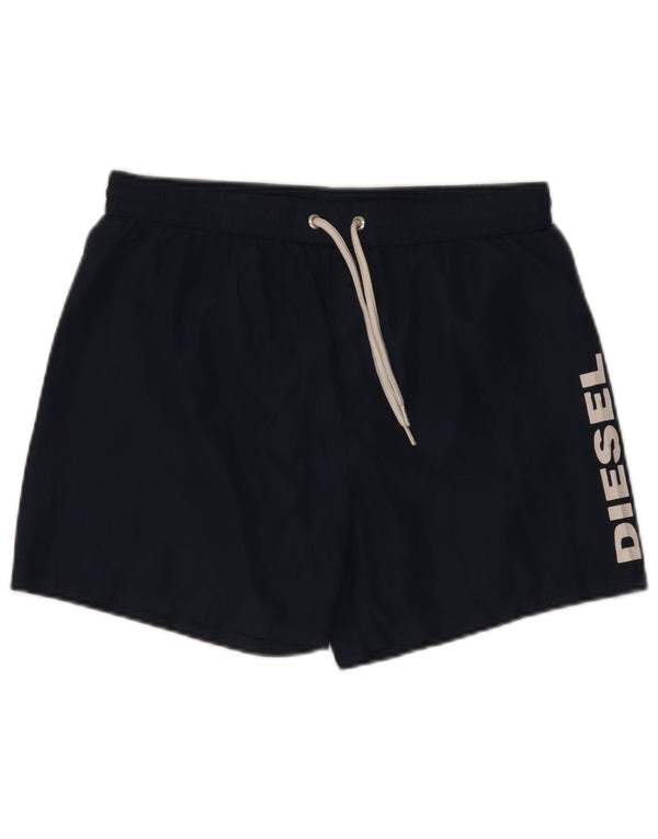 Pantaloncini da bagno grafici da uomo Diesel medi in poliestere blu navy