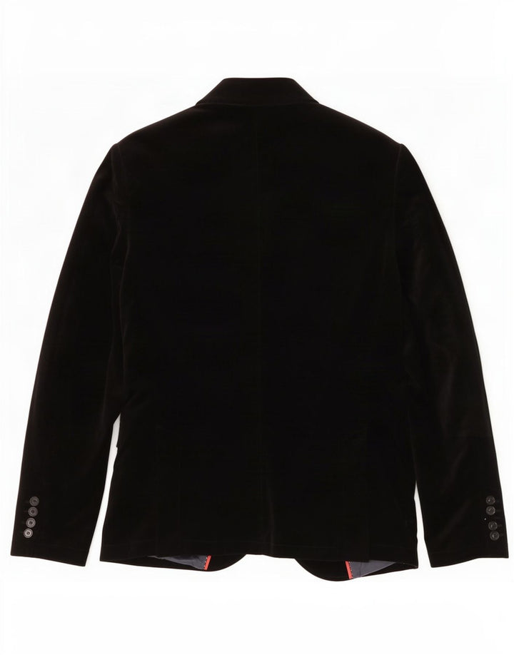 Giacca blazer in velluto da uomo a 2 bottoni Zara EU 52 grande cotone nero