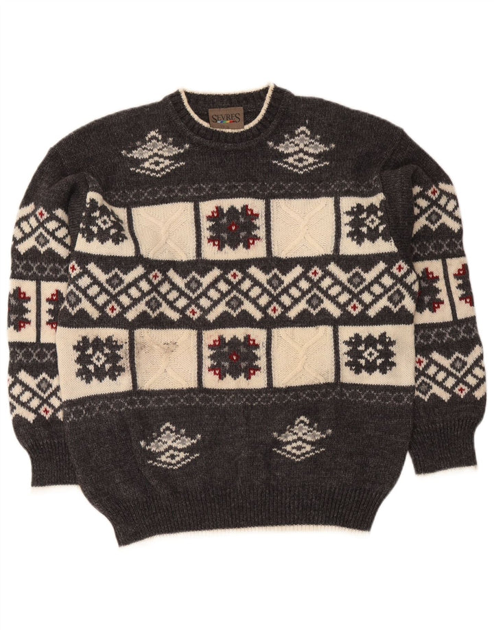 Maglione maglione girocollo da uomo Sevres IT 48 Grigio medio geometrico