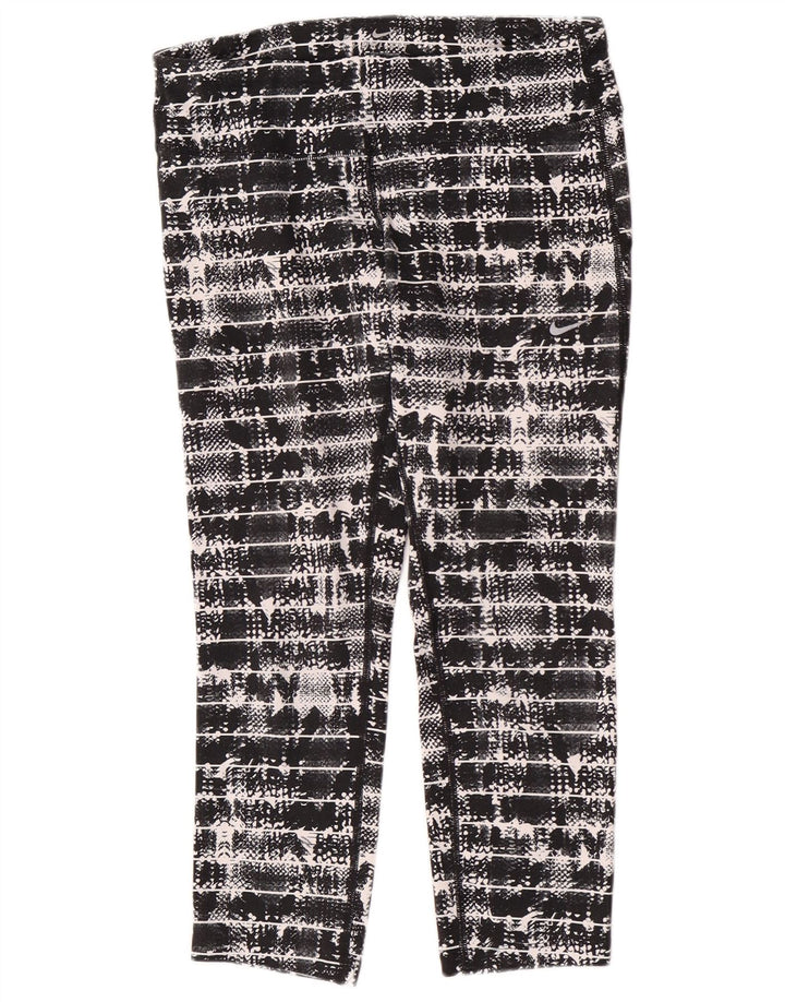 Leggings Capri da donna Nike UK 12 poliestere geometrico nero medio