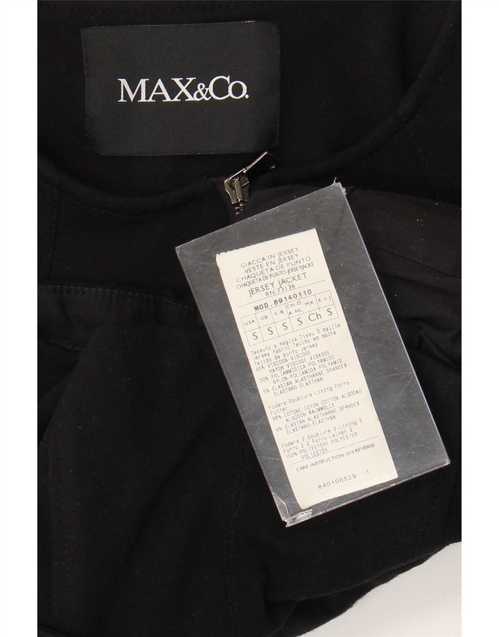 Max & Co. Giacca blazer con zip intera da donna UK 8 piccola viscosa nera