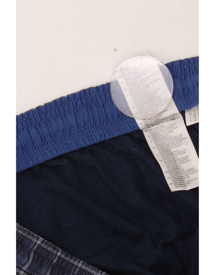 Pantaloncini da bagno da uomo Adidas grandi in poliestere a quadri blu navy