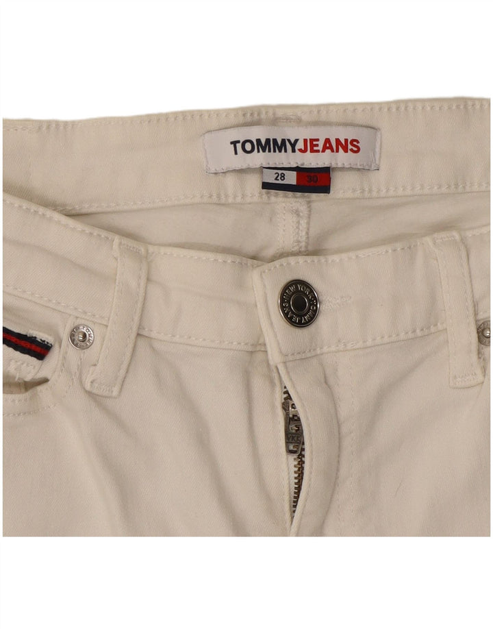 Jeans corti da donna Tommy Hilfiger W28 L25 cotone bianco