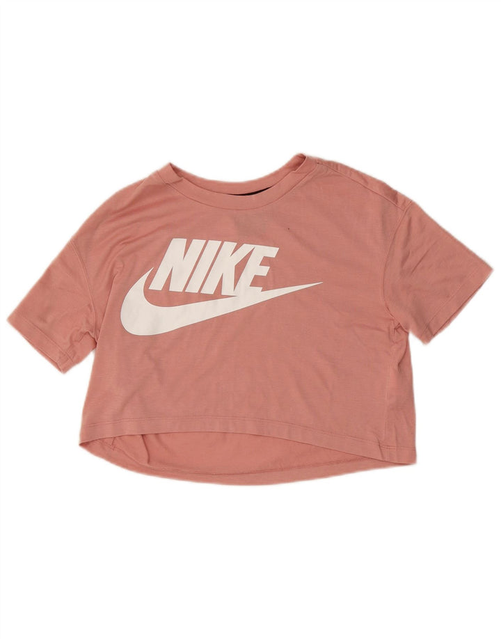 T-shirt grafica NIKE da donna, corta, UK 10, piccola, rosa, in poliestere