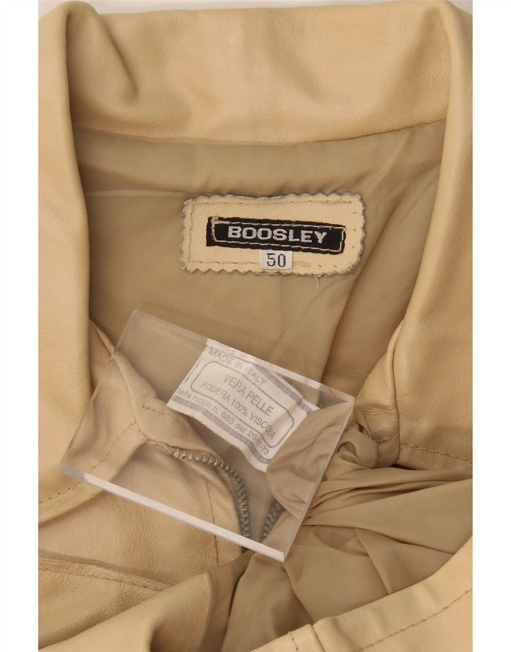 BOOSLEY Womens Leather Jacket IT 50 XL Beige Leather