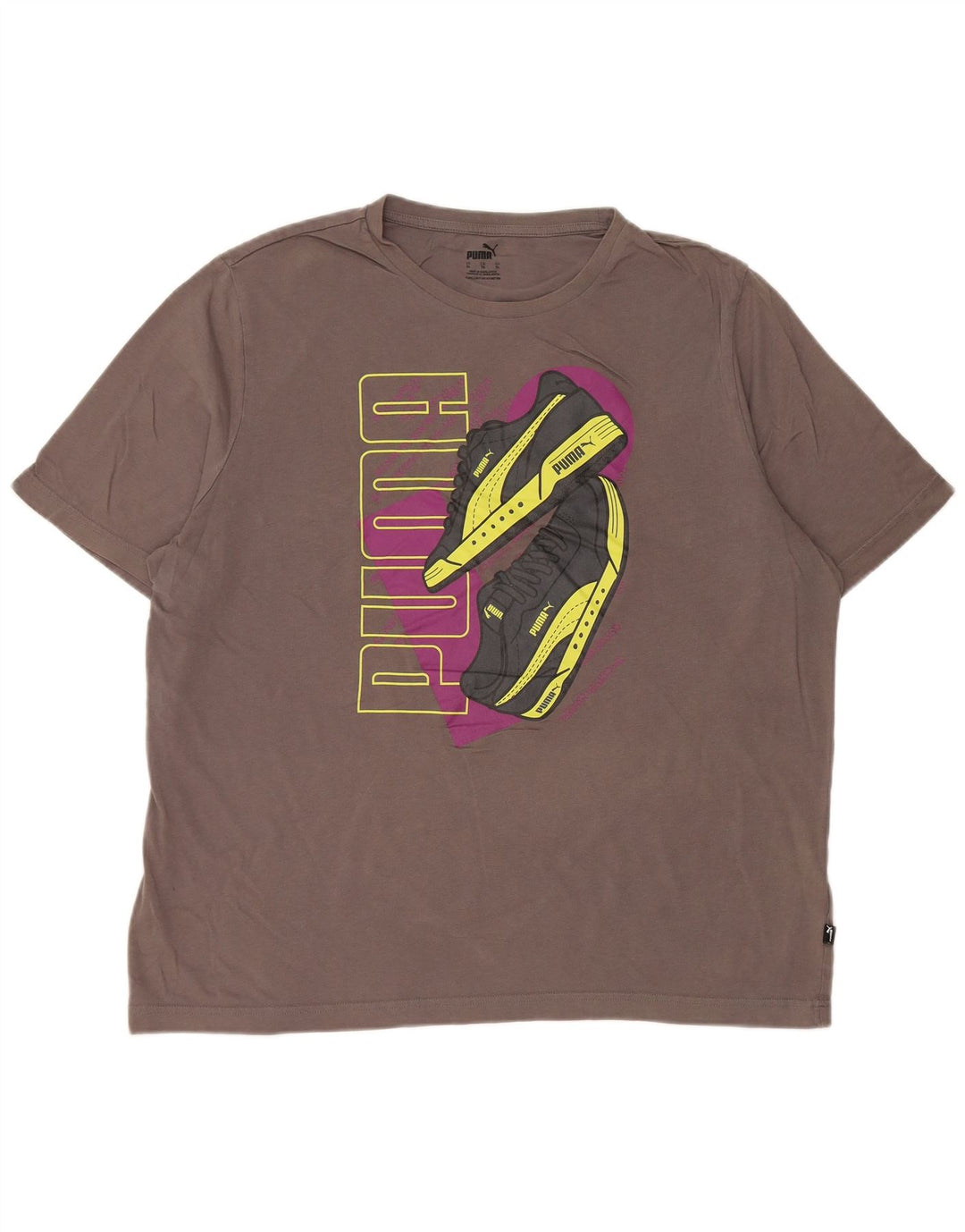 T-shirt grafica da uomo PUMA Top XL in cotone grigio