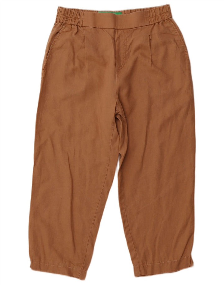 Pantaloni Capri affusolati da donna Benetton W27 L20 Lino beige