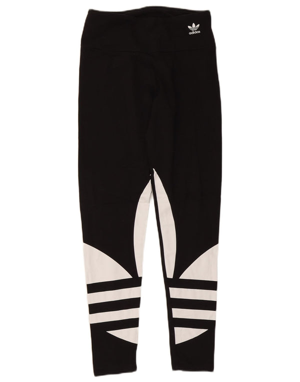 Leggings grafici da donna Adidas UK 12 cotone color block medio nero