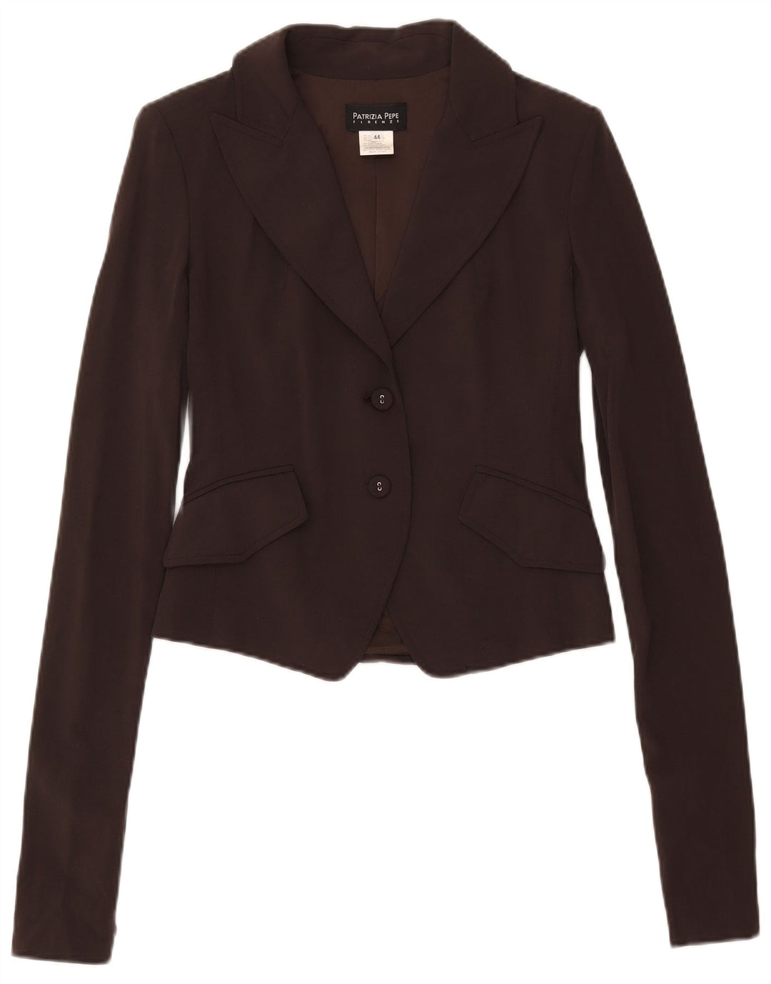 Patrizia Pepe Giacca Blazer Crop da Donna a 2 Bottoni IT 44 Lana Marrone Medio