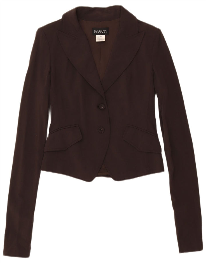 Patrizia Pepe Giacca Blazer Crop da Donna a 2 Bottoni IT 44 Lana Marrone Medio