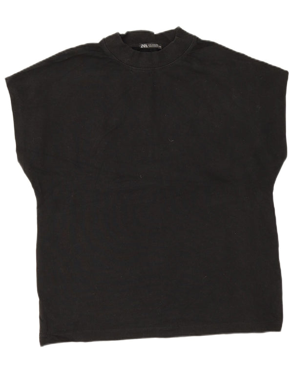 T-shirt Zara da donna Top UK 14 cotone nero medio