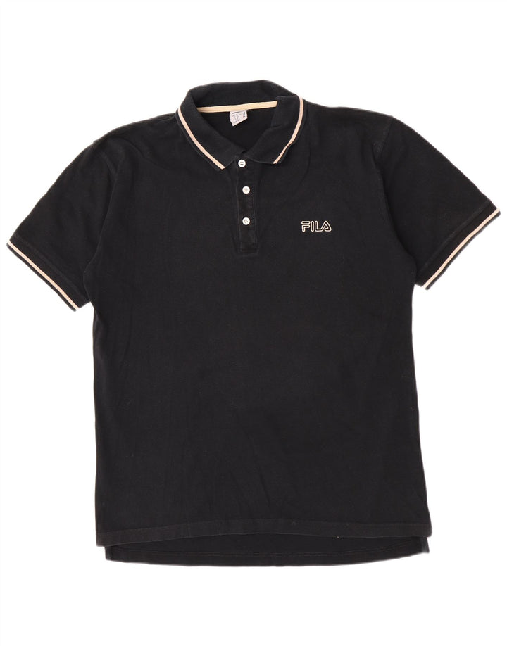 Polo da uomo Fila grande in cotone a righe nere