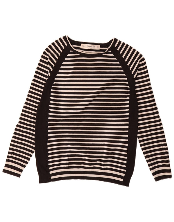 Maglione Zara da donna con scollo a barca UK 14 grandi righe nere
