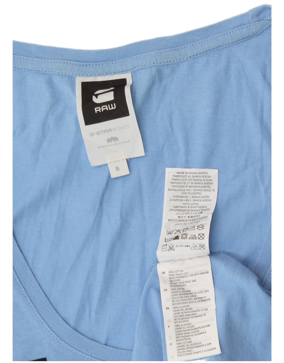 Canotta grafica lunga da donna G-Star piccola in cotone blu