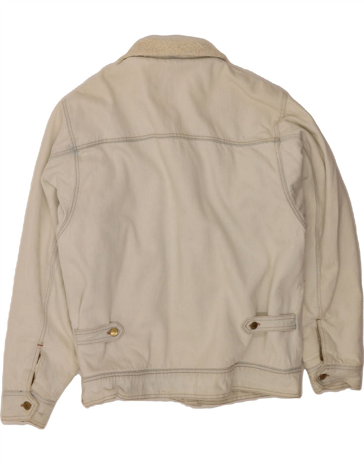 SASCH Mens Denim Sherpa Jacket UK 40 Large Off White Vintage Sasch and Second-Hand Sasch from Messina Hembry 