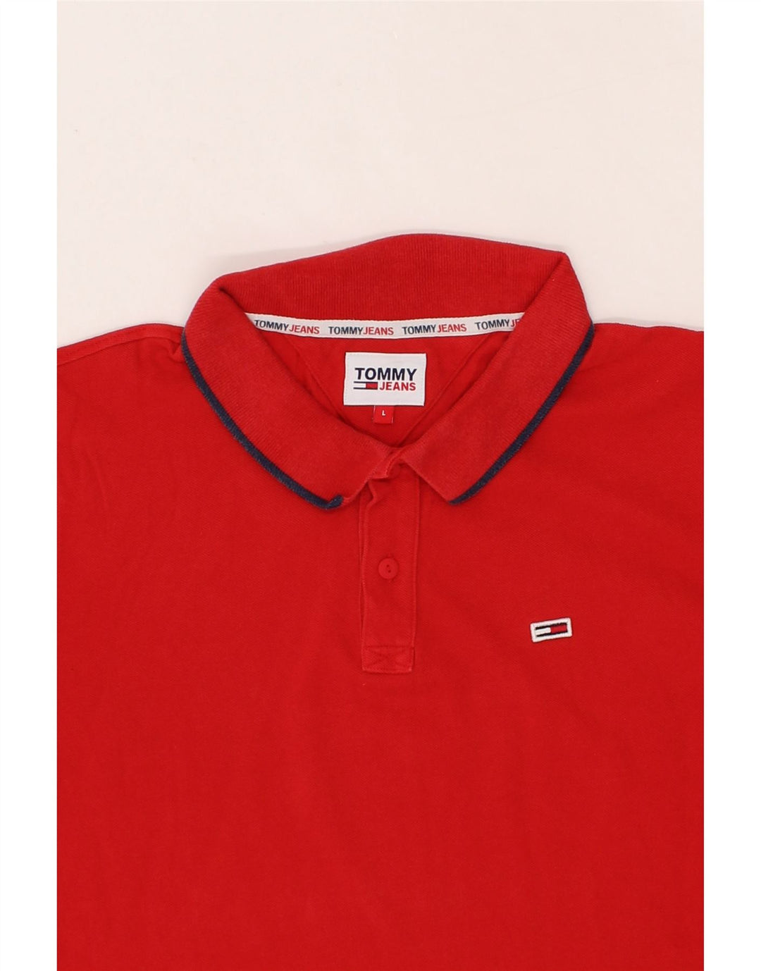 TOMMY HILFIGER Mens Polo Shirt Large Red Cotton Vintage Tommy Hilfiger and Second-Hand Tommy Hilfiger from Messina Hembry 