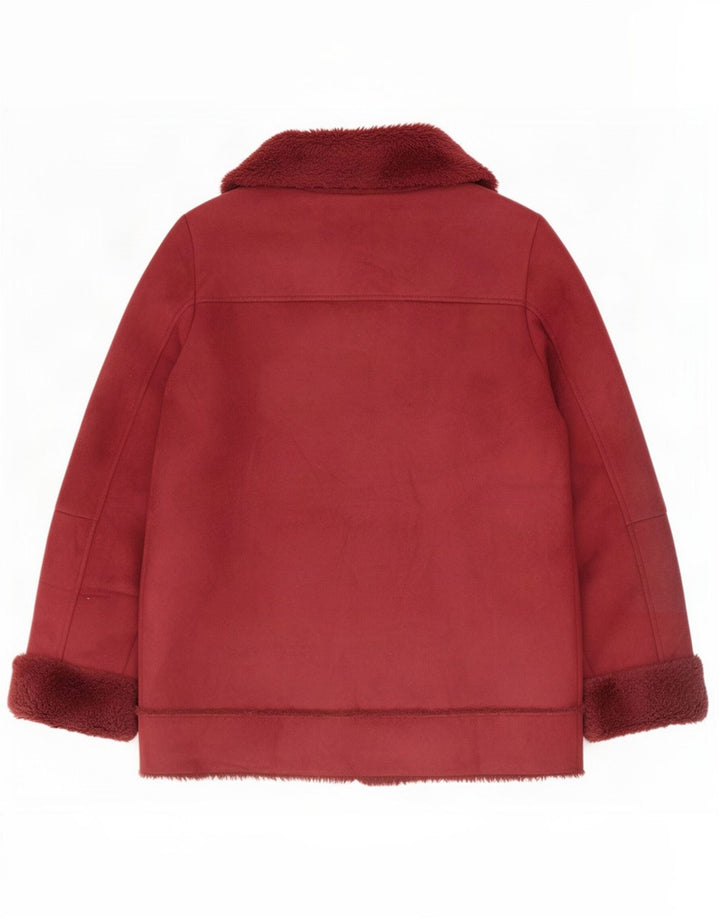 Giacca Sherpa da donna Marks & Spencer UK 10 Small Bordeaux Poliestere