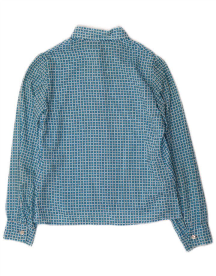 Camicia da donna vintage UK 10 piccolo quadretto blu