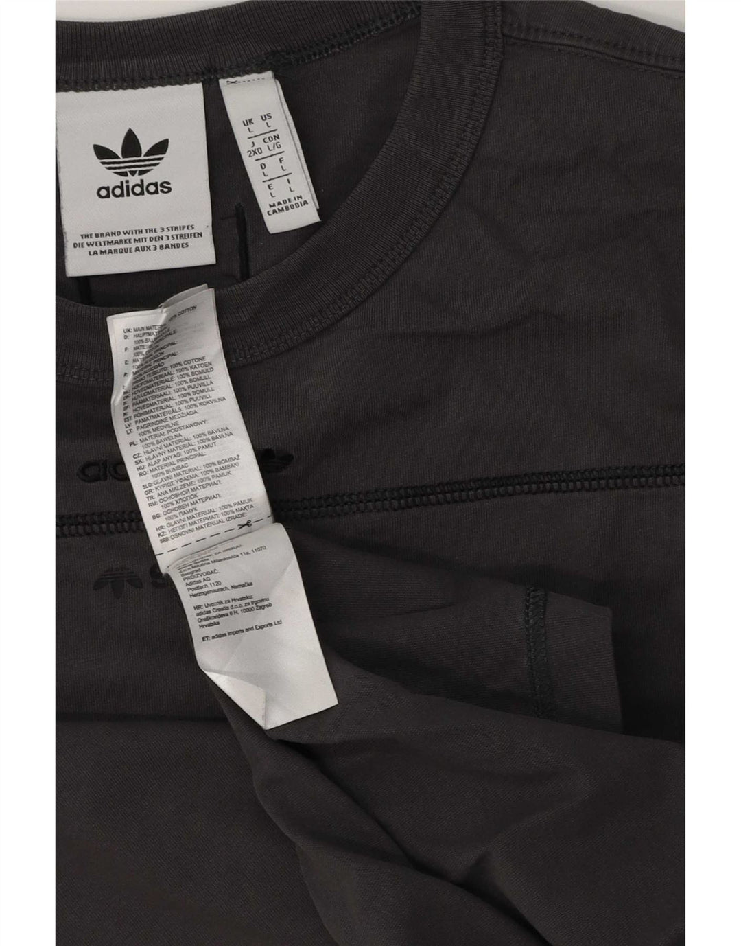 T-shirt Adidas da uomo Top Large in cotone grigio
