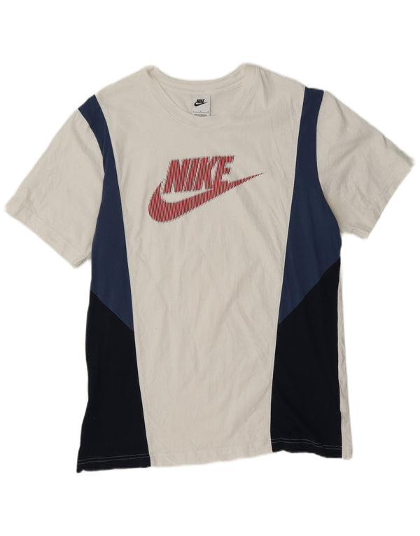 T-shirt grafica da uomo Nike Top Large in cotone color block bianco