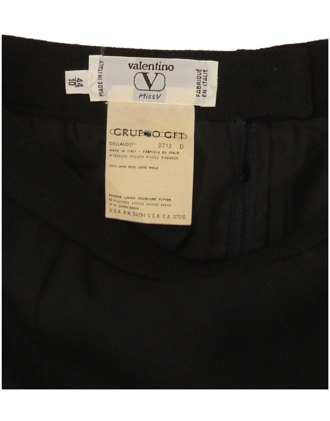 Gonna dritta da donna Valentino IT 44 media W28 nera in lana