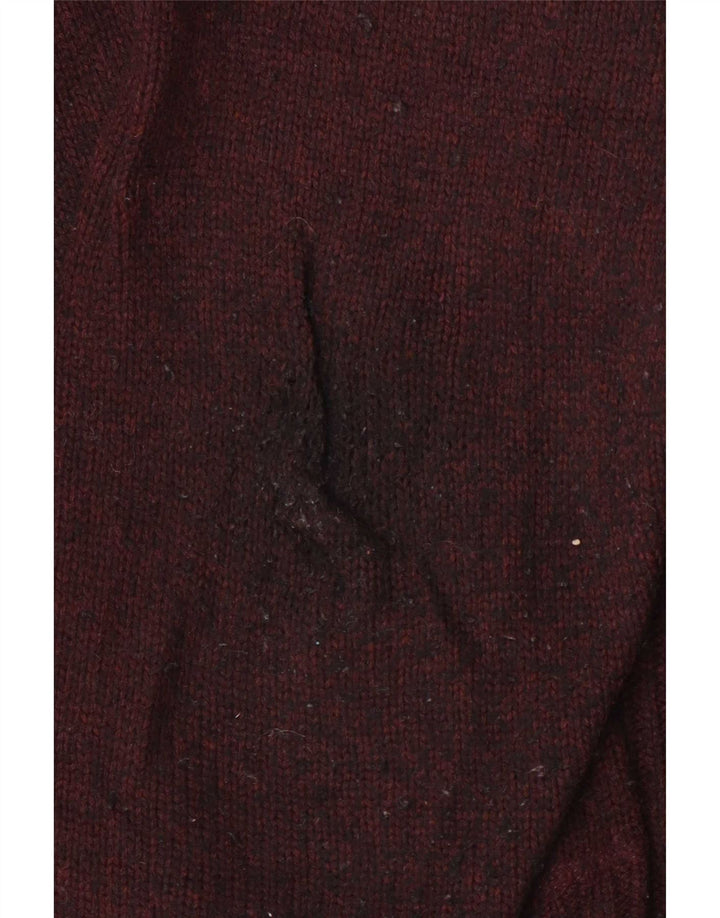 Maglione da uomo Marks & Spencer con zip e collo grande in lana d'agnello bordeaux
