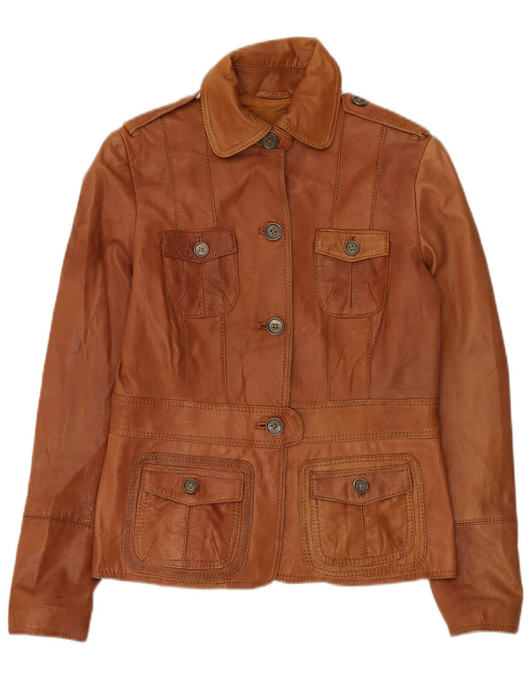 Giacca in pelle militare da donna Zara UK 14 Marrone medio