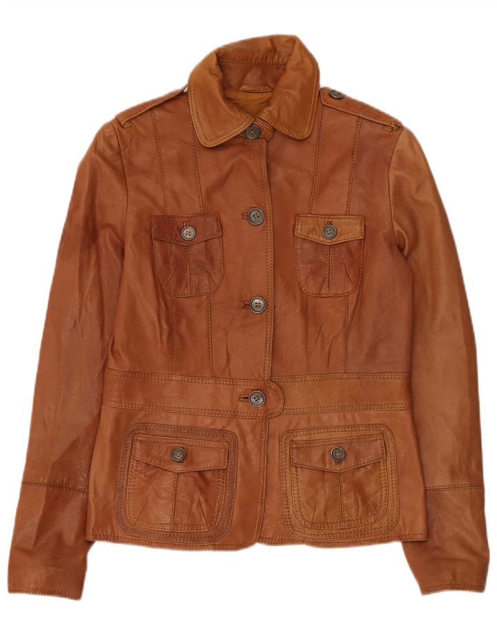 Giacca in pelle militare da donna Zara UK 14 Marrone medio